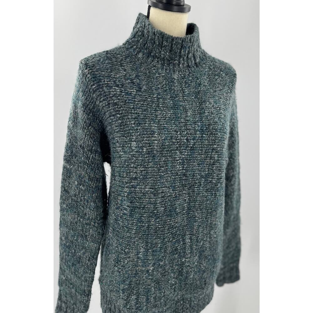 COS Wool Alpaca Mock Neck Sweater Gray Black Green Marl Pullover Small